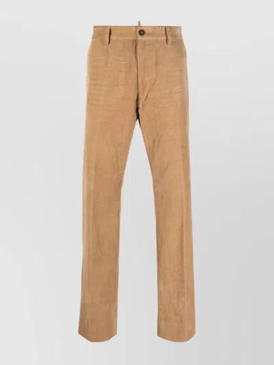 Dsquared2 Corduroy Trousers With Pockets And Loops In Brown