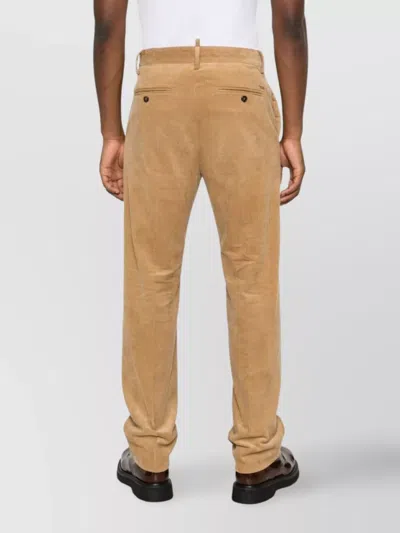 Dsquared2 Corduroy Trousers With Pockets And Loops In Brown