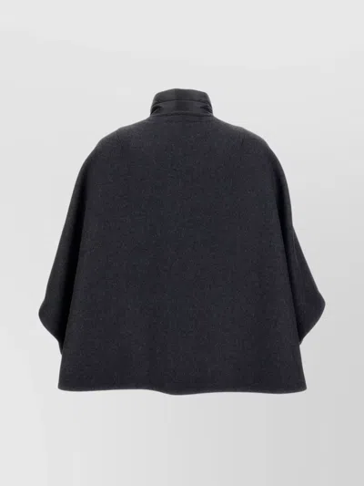 Fay Versatile High Collar Quilted Cape In Black