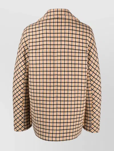 Lanvin Double-breasted Checked Pattern Kimono Coat In Pink