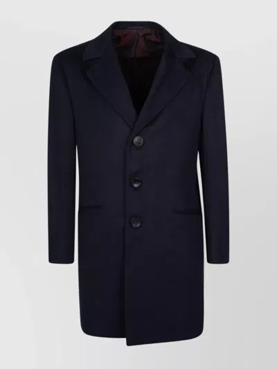 Kiton Notch Lapel Coat With Back Vent And Pockets In Black