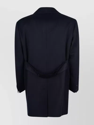 Kiton Notch Lapel Coat With Back Vent And Pockets In Black