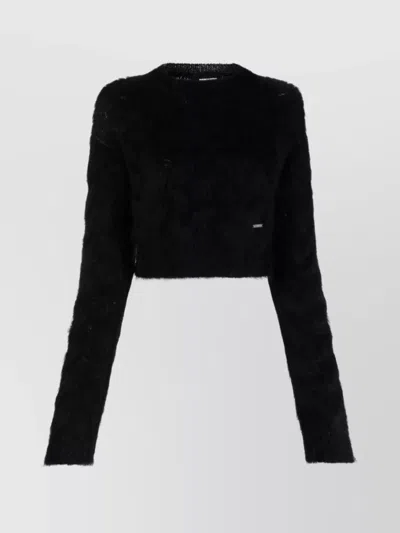 Dsquared2 Cropped Knit Pullover Long Sleeves In Black