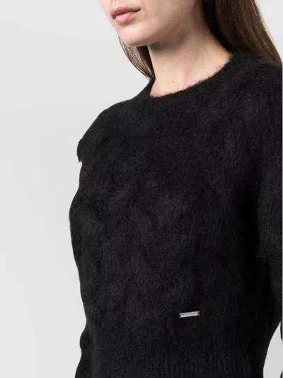 Dsquared2 Cropped Knit Pullover Long Sleeves In Black