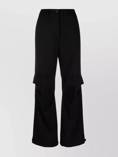 P.a.r.o.s.h Cargo Flared Trousers Side Pockets In Black