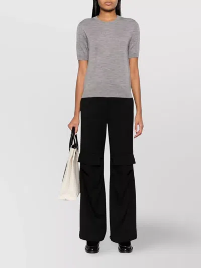 P.a.r.o.s.h Cargo Flared Trousers Side Pockets In Black