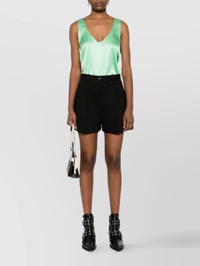 Pinko Sleeveless Satin Top Scoop Neck In Multi