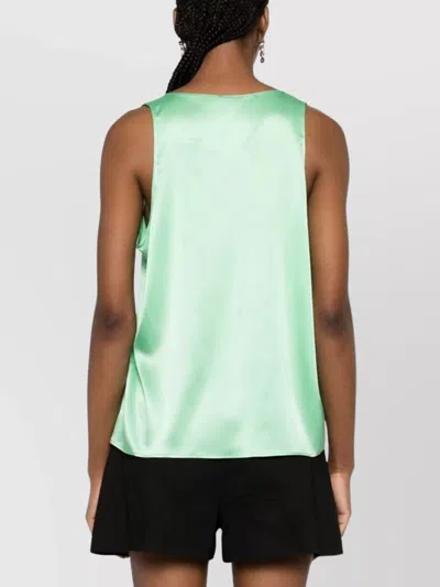 Pinko Sleeveless Satin Top Scoop Neck In Multi