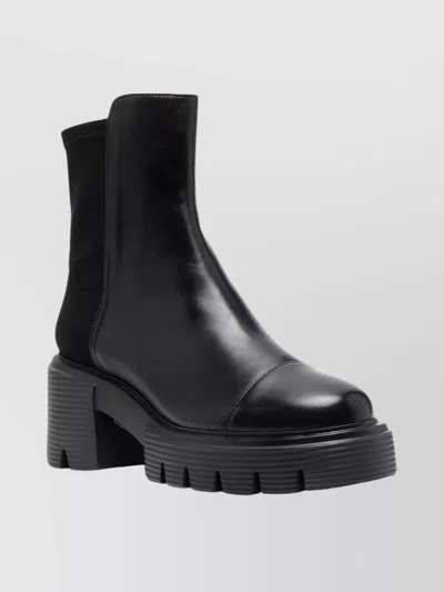 Stuart Weitzman Chunky Sole Ankle Boots With Block Heel In Black