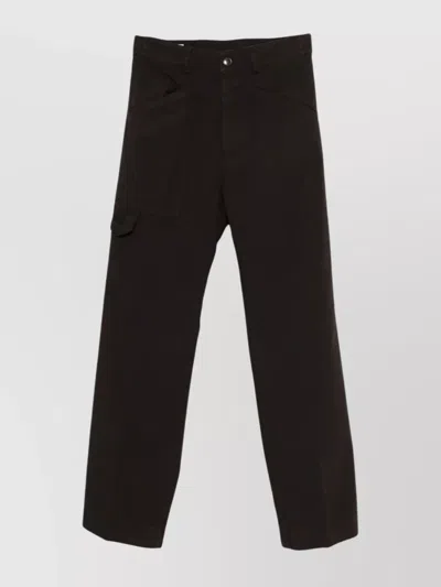 Dries Van Noten Straight Leg Cotton Trousers And Pockets In Black