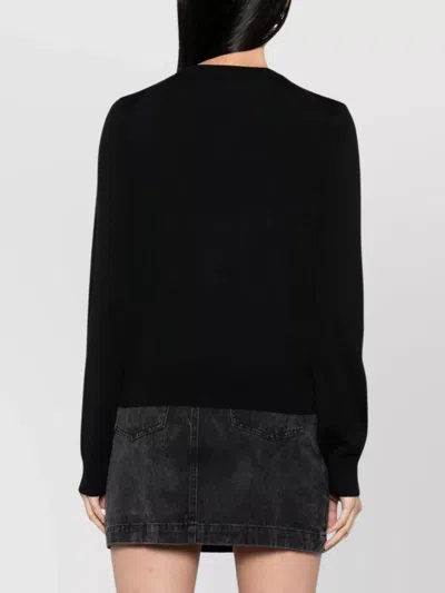 Maison Kitsuné V-neck Long Sleeve Wool Cardigan In Black