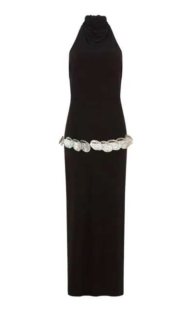 Conner Ives Abalone Shell Maxi Dress In Black