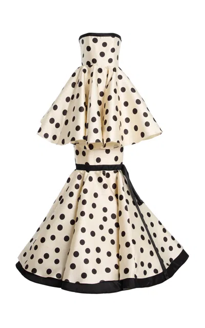 Bach Mai Strapless Tiered Flounce Gown In Multi