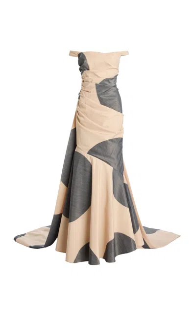 Bach Mai Draped Off-the-shoulder Gown In Multi