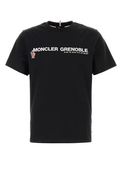 Moncler Midnight Blue Stretch Cotton T-shirt In Black