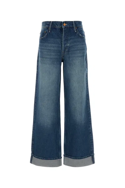 Mother Cuffed Denim Jeans In Blue