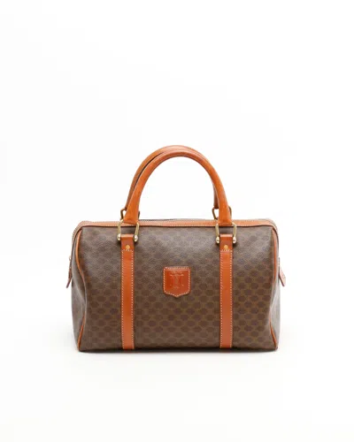 Celine Céline Macadam Boston Bag In Brown