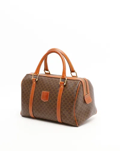 Celine Céline Macadam Boston Bag In Brown