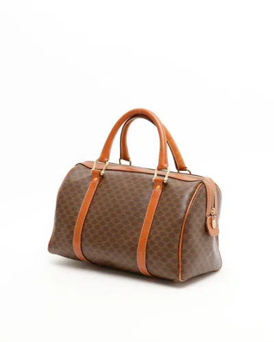 Celine Céline Macadam Boston Bag In Brown