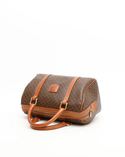 Celine Céline Macadam Boston Bag In Brown