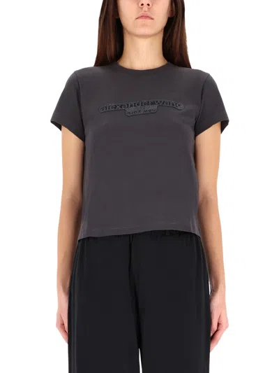 Alexander Wang Embossed Logo T-shirt In Black