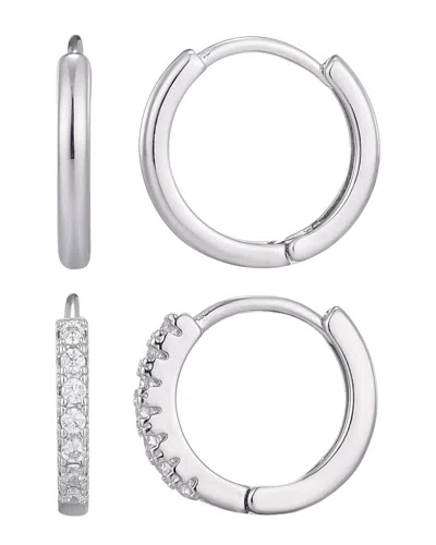 Adornia Set Of 2 Assorted Huggie Hoop Earrings In Silver