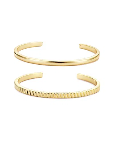 Adornia 14k Plated Cuff Bracelet Set In Gold