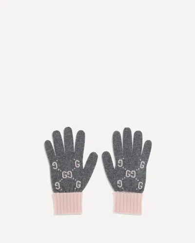 Gucci Women Cashmere Gg Gloves In Gray