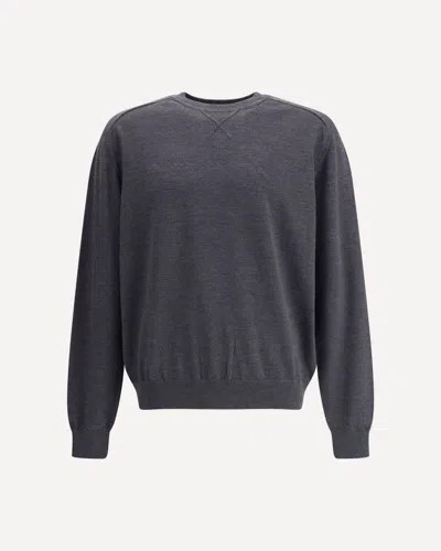 Jacquemus Long Sleeve Crewneck Sweater With Ribbed Cuffs In Gray
