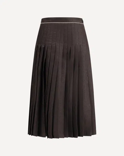 Burberry Women Sunflower Pleated Silk Skirt In Brown