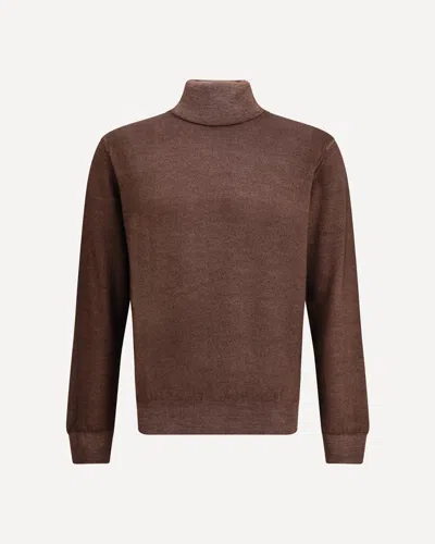Cruciani Ribbed Turtleneck Knitwear In Brown