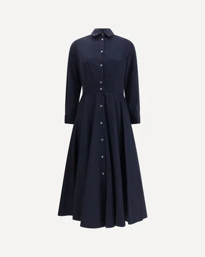 Ella Long Flared Dress In Blue
