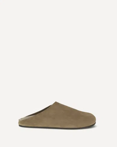 The Row Beige Hudson Suede Slide Loafers In Sand