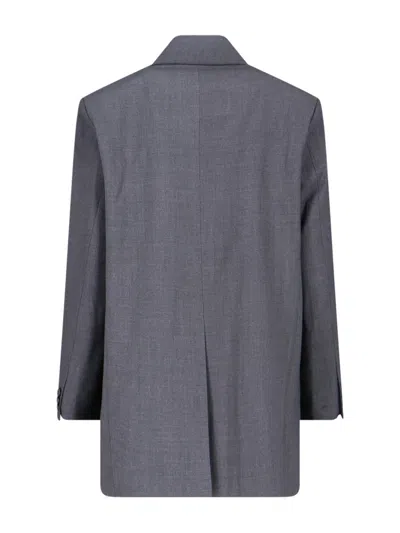 Low Classic Tailored Blazer With Notch Lapel And Pockets In Gray