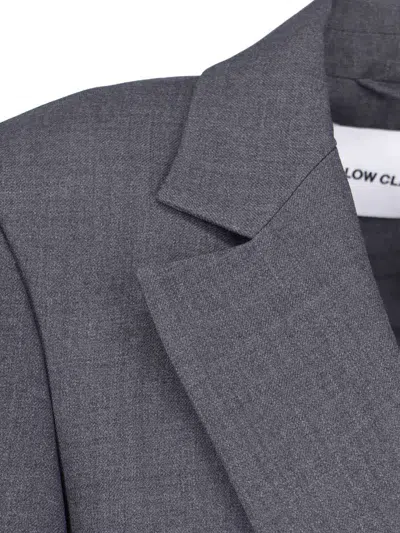Low Classic Tailored Blazer With Notch Lapel And Pockets In Gray
