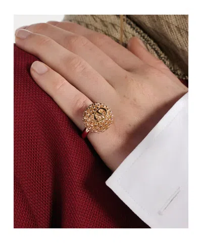Dior Christian  Logo Engraved Embellished Ring In Gold
