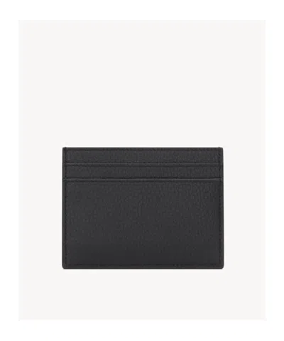 Saint Laurent Tiny Cassandre Card Case In Grained Leather In Brown