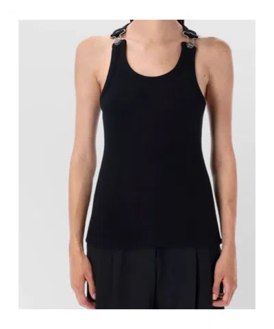 Jean Paul Gaultier Ribbed Sleeveless Top Metal Hardware In Black