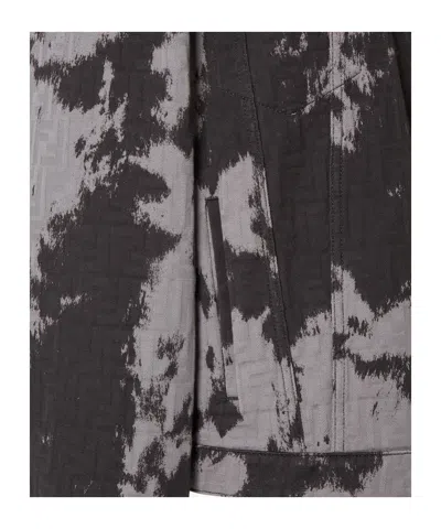 Fendi Women Ff Animalier Denim Jacket In Gray