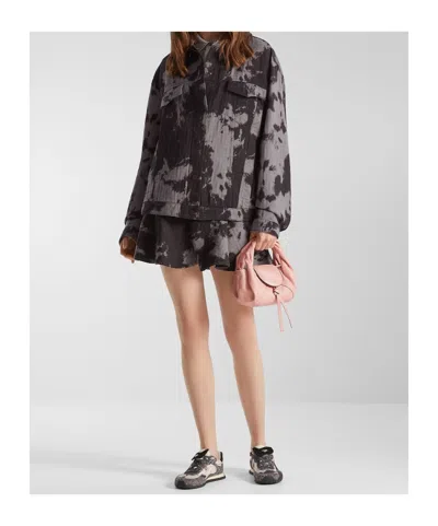 Fendi Women Ff Animalier Denim Jacket In Gray