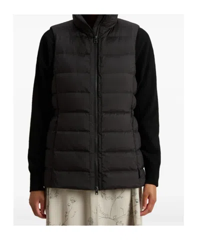 Woolrich Microfiber Padded Vest High Collar In Black