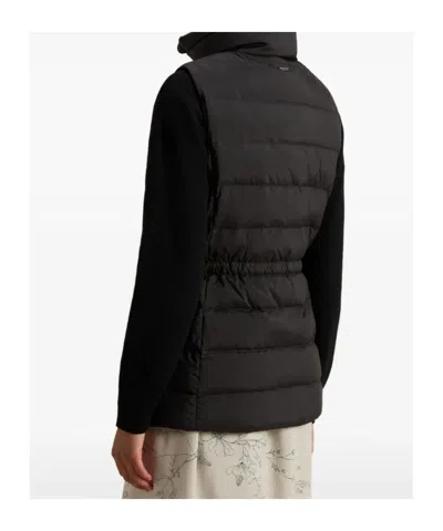 Woolrich Microfiber Padded Vest High Collar In Black