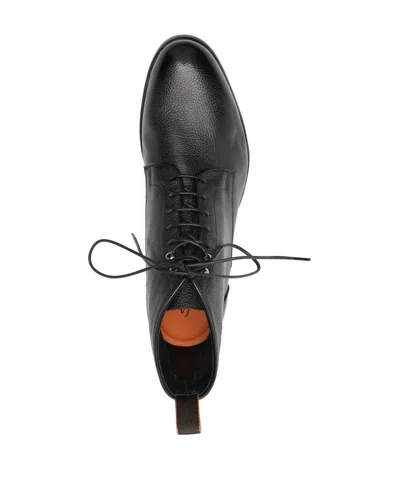 Santoni Leather Colin Lace-up Boots In Black