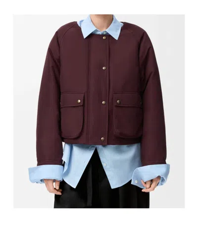 Loewe Cotton-blend And Shearling Puffer Jacket In Burgundy