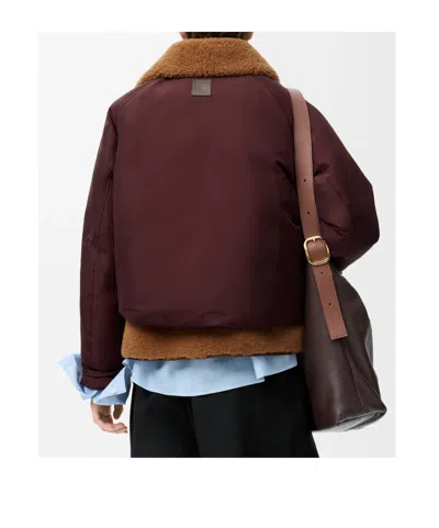 Loewe Cotton-blend And Shearling Puffer Jacket In Burgundy