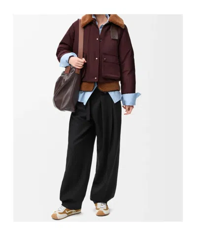 Loewe Cotton-blend And Shearling Puffer Jacket In Burgundy