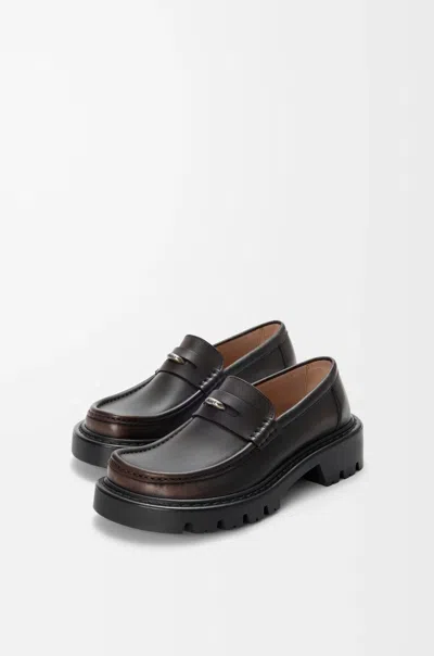 Loewe Sierra Leather Loafers In Brown