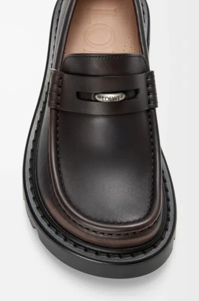 Loewe Sierra Leather Loafers In Brown