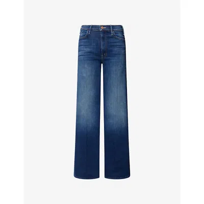 Mother Jeans The Rerun Zip Sneak With Belt Loops And Logo Embroidery On The Back In Blue Denim For Women