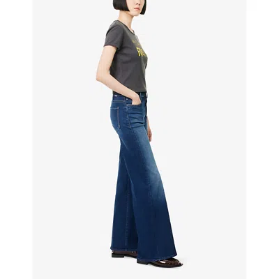 Mother Jeans The Rerun Zip Sneak With Belt Loops And Logo Embroidery On The Back In Blue Denim For Women